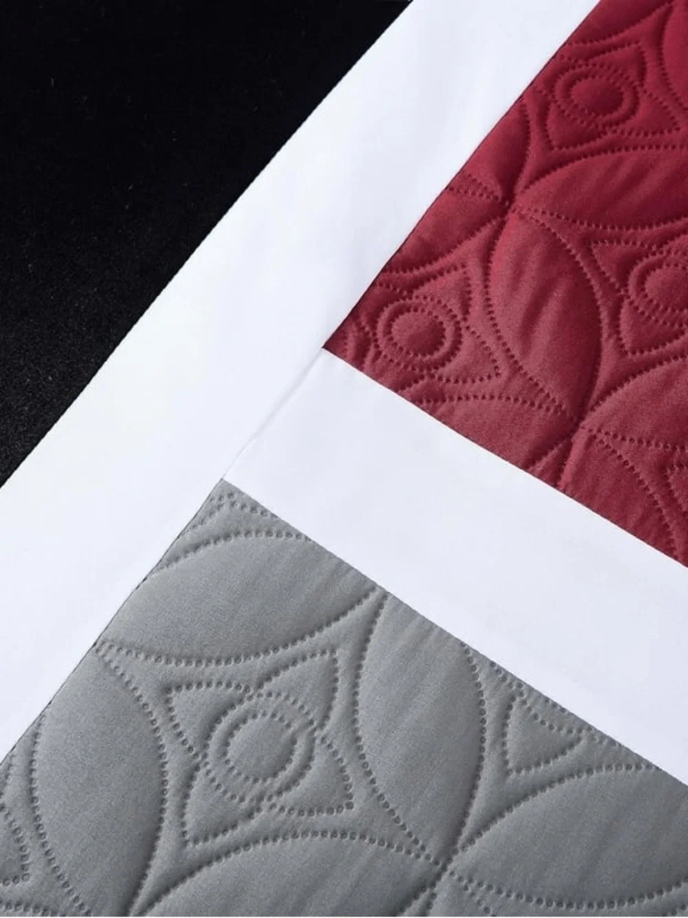 Modern Geometric Comforter Set in Black, Gray & Burgundy - Unbranded